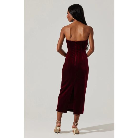 ASTR The Label Arista Sweetheart Velvet Midi Dress - L - Picture 3 of 6